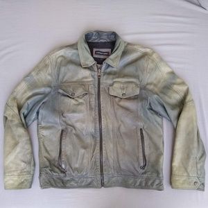 Andrew Marc Dye Washed Lambskin Leather Jacket, L